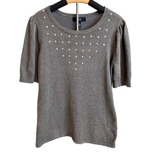 Love Ever After Studded Scoop Neck Knit Top Sweater L NWT Career Office Workwear